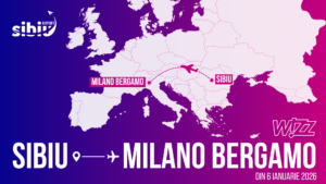 Zborurile directe de la Sibiu spre Milano Bergamo încep din 6 ianuarie 2026