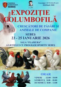 SEBEȘ, 23-25 ianuarie 2026: EXPOZIŢIE DE PORUMBEI VOIAJORI, DE ORNAMENT, PĂSĂRI ŞI ANIMALE DE COMPANIE