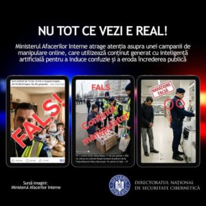 AVERTIZARE Ministerul Afacerilor Interne, Romania: Conținut fals generat cu AI testează încrederea publică