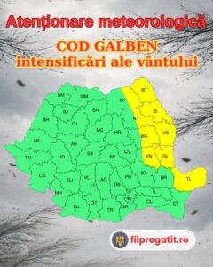 DSU – Cod galben – intensificări ale vântului