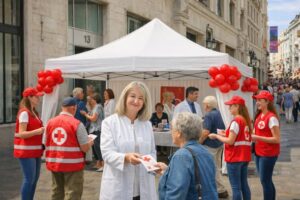 Punct de informare pentru cetățeni de Ziua Mondială de Luptă împotriva Tuberculozei, organizat de Spitalul de Pneumoftiziologie, pe strada Nicolae Bălcescu