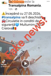 DRDP Craiova – Atenție la informațiile false privind deschiderea Transalpinei!