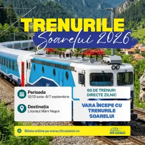 CFR Călători lansează programul estival „Trenurile Soarelui” 2026
