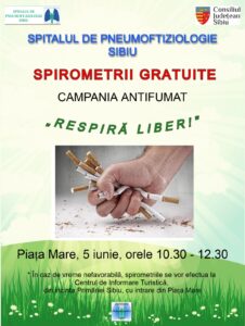 Spirometrii și consiliere antifumat în Piața Mare, prin campania „Respiră Liber”