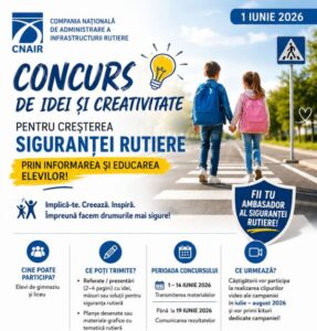 CNAIR lansează concursul de idei și creativitate pentru creșterea siguranței rutiere prin informarea și educarea elevilor !