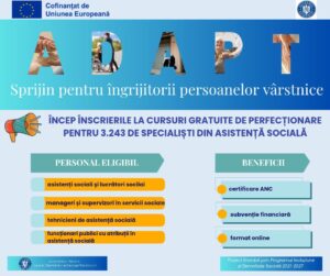Program de perfecționare gratuit pentru peste 3.000 de specialiști din asistență socială care lucrează cu persoane vârstnice