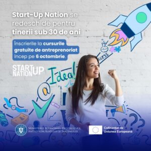 Start-Up Nation: înscrierile la cursurile gratuite de antreprenoriat pentru tinerii sub 30 de ani încep pe 6 octombrie