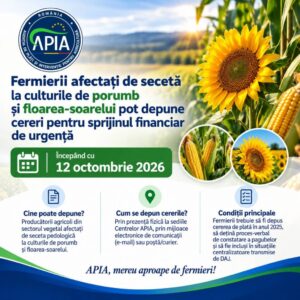 Peste 155 de milioane de lei pentru fermierii afectați de secetă: APIA începe primirea cererilor pe 12 octombrie